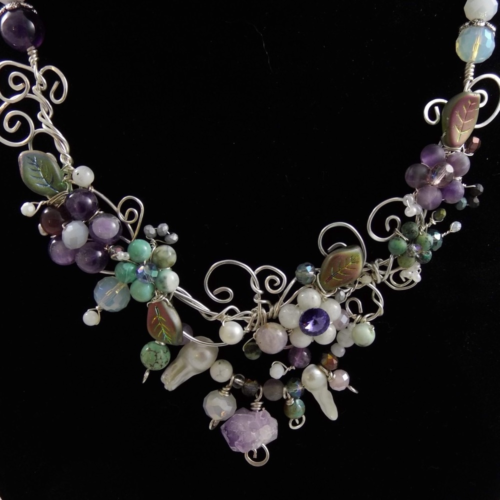 Handmade silver and gemstone necklace